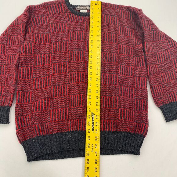 Cooper & Roe Pure New Wool Sweater Pullover Knit Mens Large Red Shetland England - Picture 9 of 10